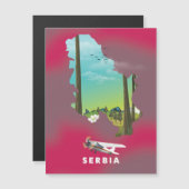 Magnétique Serbie carte illustrée affiche de voyage (Devant / Derrière)