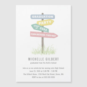 Magnétique Signe de rue Invitation de la fête de fin d'études