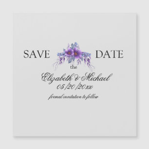 Magnétique Simple Enregistrer la date Bouquet violet Carte ma