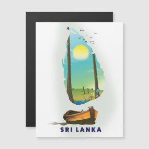 Magnétique Sri Lanka carte illustrée affiche touristique.