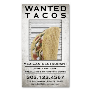 Magnétique tacos voulait un carte de visite d'affiche