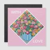 Magnétique Vase de la carte rose (Devant / Derrière)