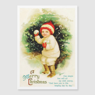 Magnétique Vintage Christmas Snowball Fête Carte