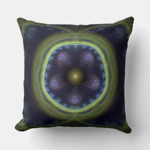 Magnetisch fractaal groen blauw mystiek patroon kussen