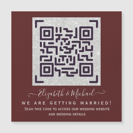 MAGNETISCHE BURGUNDY QR SCANNING CODE Weddenschap (Voorkant)