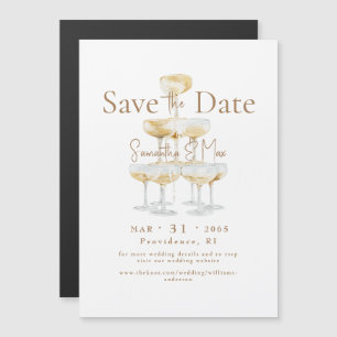 Magnetische Champagne Toren Trouw Save the Date Uitnodiging