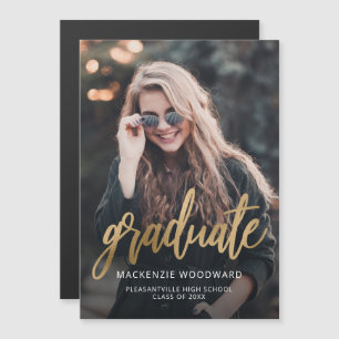 Magnetische diploma-uitnodiging met Photo Gold Scr Uitnodiging