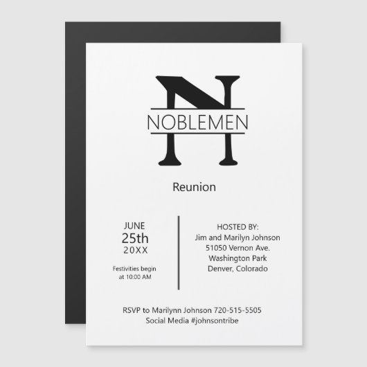 Magnetische familiereünie minimaal monogram (Voorkant / Achterkant)