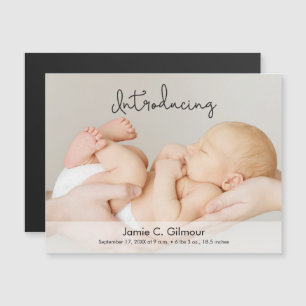 Magnetische foto-baby geboorteaankondigingskaart uitnodiging