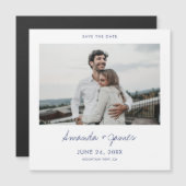 Magnetische foto Bewaar de datums met blauwe typog (Voorkant / Achterkant)