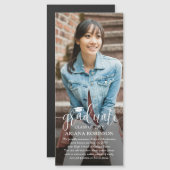 Magnetische foto verticaal Afstuderen aankondiging (Voorkant / Achterkant)