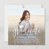 Magnetische foto vierkant Afstuderen aankondiging  (Voorkant)