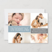 Magnetische fotocollage Introductie van Blue Baby Magnetische Uitnodiging (Voorkant)