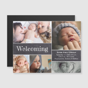 Magnetische fotocollage Welkom baby geboorte Uitnodiging