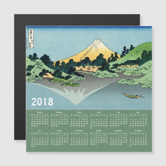 Magnetische kaart 2018 Hokusai Calendar (Voorkant / Achterkant)