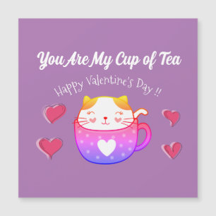 Magnetische Kaart met een kat in een theebeker