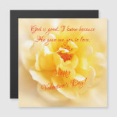 Magnetische kaart White Yellow Rose Valentijnsdag (Voorkant / Achterkant)