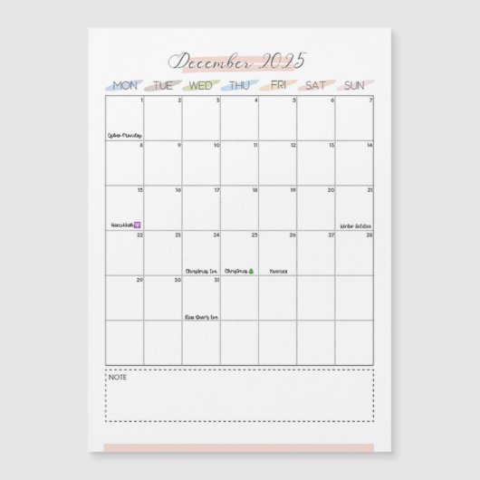 Magnetische kalender december 2025 (Voorkant)