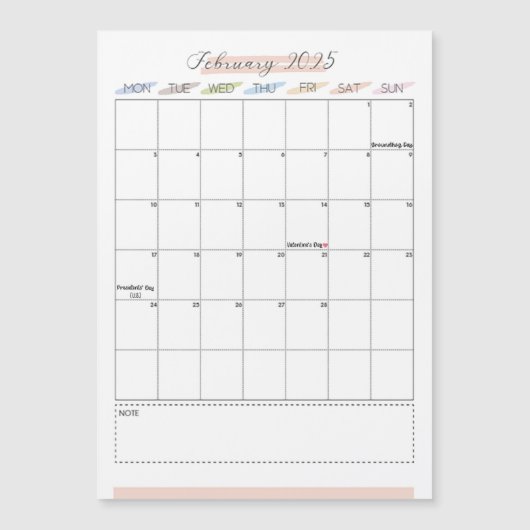 Magnetische kalender februari 2025 (Voorkant)