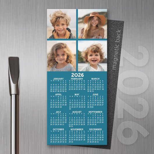 Magnetische kalender met fotocollage - Blauw
