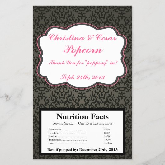 Magnetron Popcorn Wrapper Damask/Strepen Roze Kraa Flyer (Voorkant)