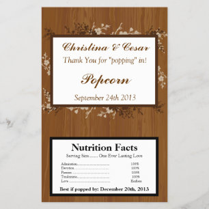 Magnetron Popcorn Wrapper Houten Plank Bloemen Wed Flyer