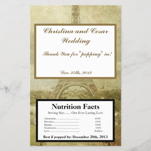 Magnetron Popcorn Wrapper Paris Flyer (Voorkant)