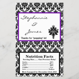 Magnetron Popcorn Wrapper Zwart Paarse Damask Flyer