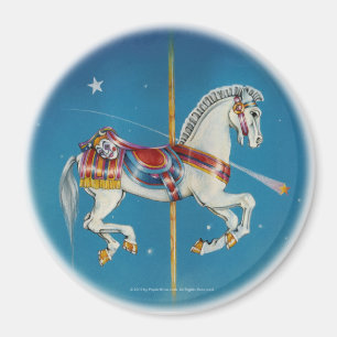 Magnets - Cheval de carrousel rouge, blanc et bleu