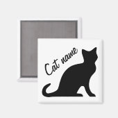 Magnets de chat noir | Nom de l'animal personnalis (Recto/Verso)