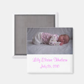 Magnets de Faire-part de naissance de bébé fille (Recto/Verso)