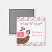 Magnets de la fête d'anniversaire de la fille rose (Recto/Verso)