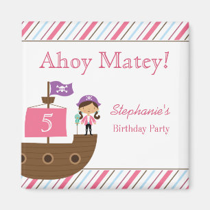 Magnets de la fête d'anniversaire de la fille rose