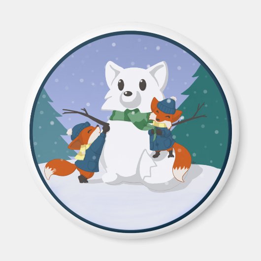 Magnets de la Journée de la neige Kitsune (Devant)