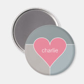 Magnets de nom personnalisé Motif de coeur (Recto/Verso)