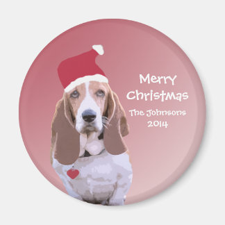 Magnets de Père Noël personnalisées Basset Hound