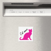 Magnets de silhouette de chat kitty rose avec nom (In Situ (Lave-vaisselle))