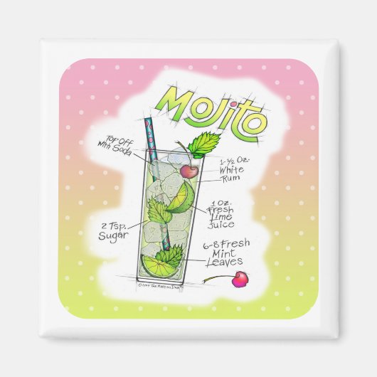 MAGNETS - MOJITO RECEPE COCKTAIL ART (Devant)