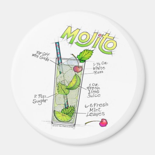 MAGNETS - MOJITO RECIPE COCKTAIL ART MAGNEET (Voorkant)