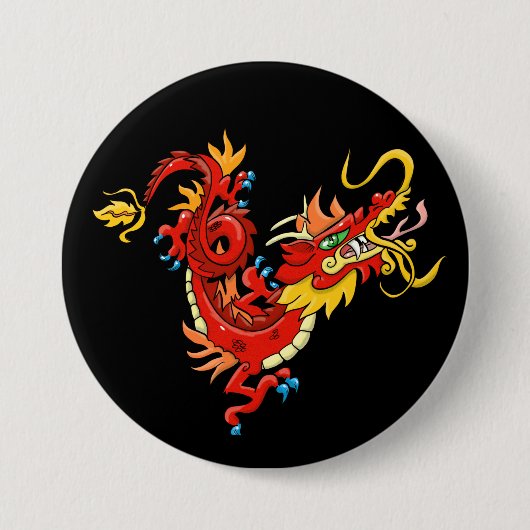 Magnificant Oriental Dragon Ronde Button 7,6 Cm (Voorkant)