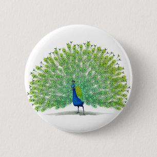 Magnificante Peacock Art Ronde Button 5,7 Cm