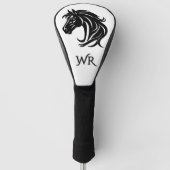 Magnificent Black Horse Head Personal Initials Golfheadcover (Voorkant)