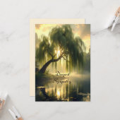 Magnificent weeping willow by a pond, unique  kaart (Voorkant / Achterkant in situ)
