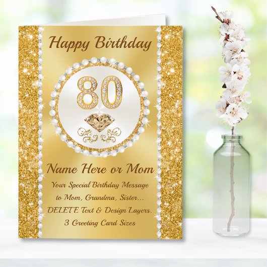 Magnifique, 80e carte d'anniversaire pour maman, m