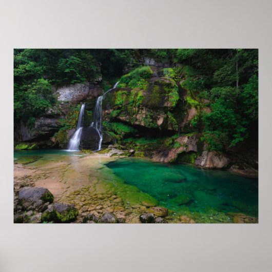 Magnifique affiche de la cascade de Virje, Slovéni (Devant)