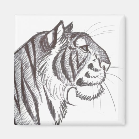 Magnifique aimant de dessin de tigre (Devant)