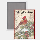 Magnifique aimant de Noël au cardinal (Recto/Verso)