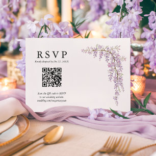 Magnifique Aquarelle Wisteria QR Code Wedding RSVP