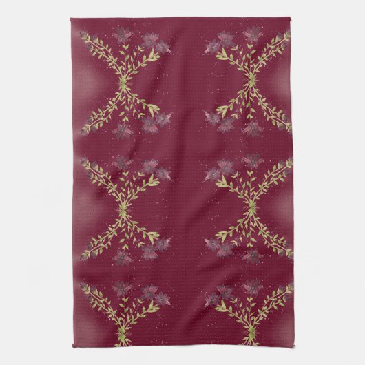 Magnifique Berry Couleur Floral Cuisine Serviette  (Vertical)