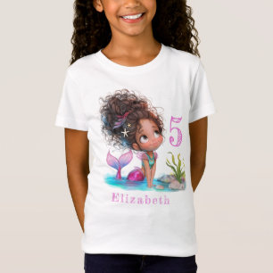 Magnifique Brown Sirène Anniversaire T-shirt fille